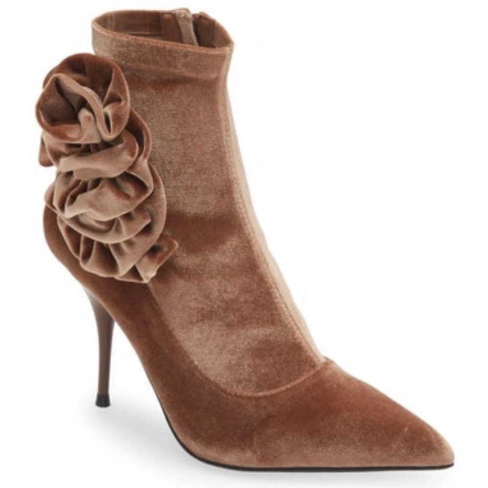 Jeffrey Campbell Florista Pointed Toe Bootie in Natural Crushed Velvet